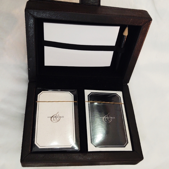 Ampersand Black & White Double Deck of Playing Cards in Leather Box- New - Picture 3 of 8